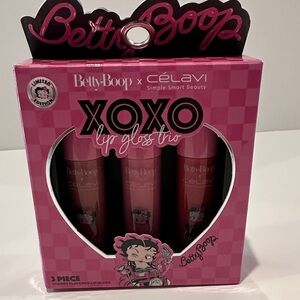 Betty Boop X Celavi XOXO (3) piece Cherry Flavored Lip Gloss Set.